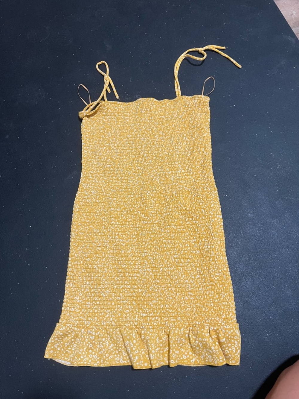 Cotton On Yellow Smocked Sundress with Ruffle Hem size L